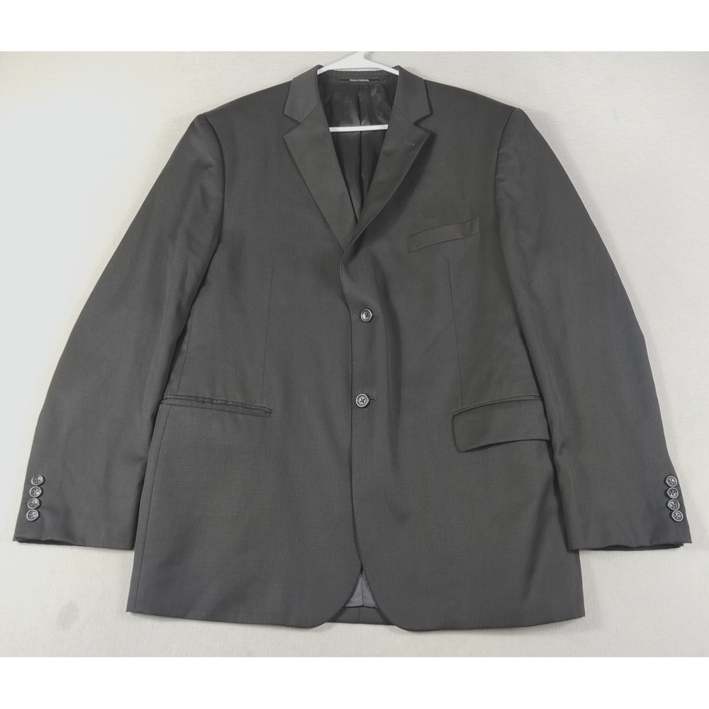 Pronto Uomo Suit Jacket Mens 46R Black Wool Solid Business Formal Office Wedding